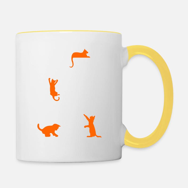 Note de musique de chat mignon notes orange musicien - Mug contrasté - blanc/jaune