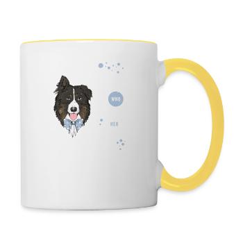 Australian Shepherd Aussie dog herding dog gift - Contrasting Mug - white/yellow - Right
