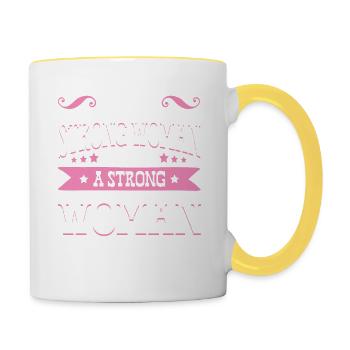 femme forte puissance femme - Mug contrasté - blanc/jaune - Droite