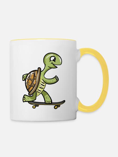 Skate Turtle - Tasse zweifarbig - Weiß/Gelb