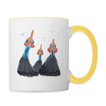 Trio pintades - Mug contrasté - blanc/jaune - Droite