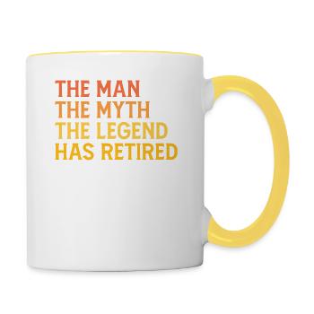The Man The Myth The Legend Mens retraite rétro - Mug contrasté - blanc/jaune - Droite