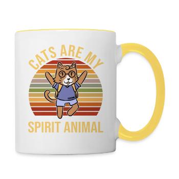 Cats Are My Spirit Animal Nerd Cat - Contrasting Mug - white/yellow - Right