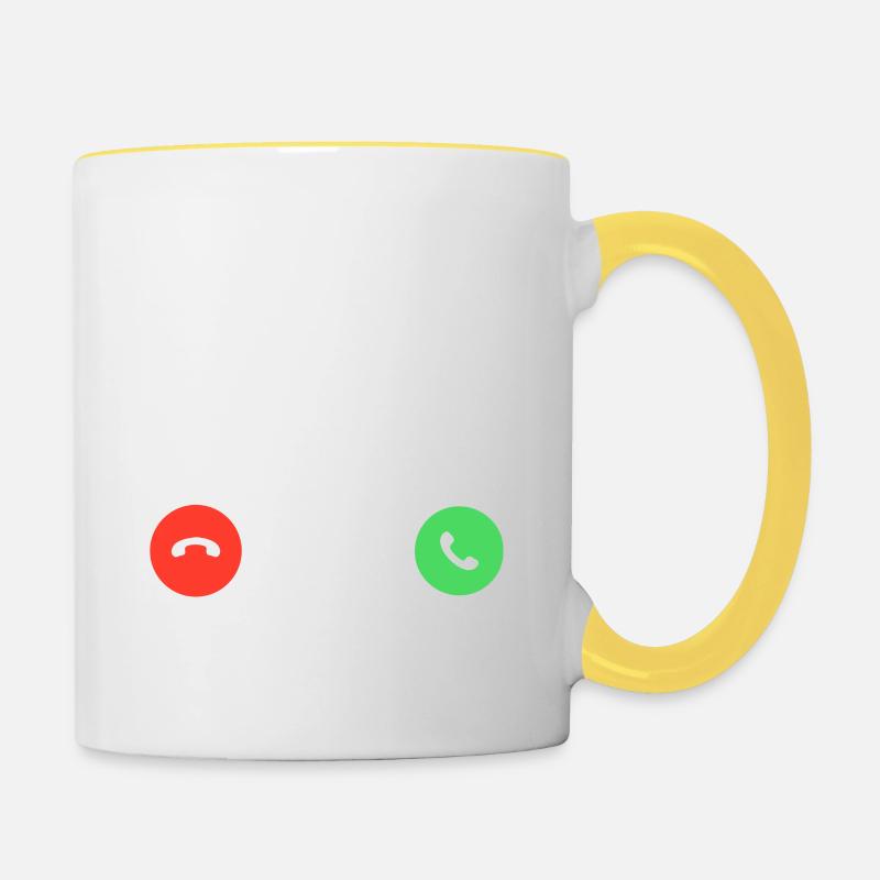 Idée cadeau MMA appelle et je dois y aller - Mug contrasté - blanc/jaune