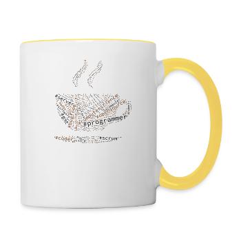 Hashtag Wordcloud Programmer, Coffee, Word Cloud - Contrasting Mug - white/yellow - Right