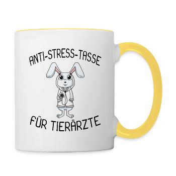 Tasse für Tierärzte mit Hase - Tasse zweifarbig - Weiß/Gelb - Rechts
