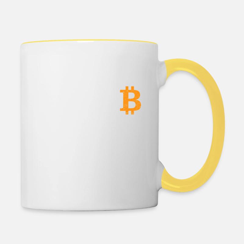Mein Plan A ist Plan B - Bitcoin - Tasse zweifarbig - Weiß/Gelb