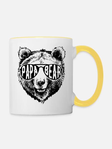 Papa Bär - Tasse zweifarbig - Weiß/Gelb