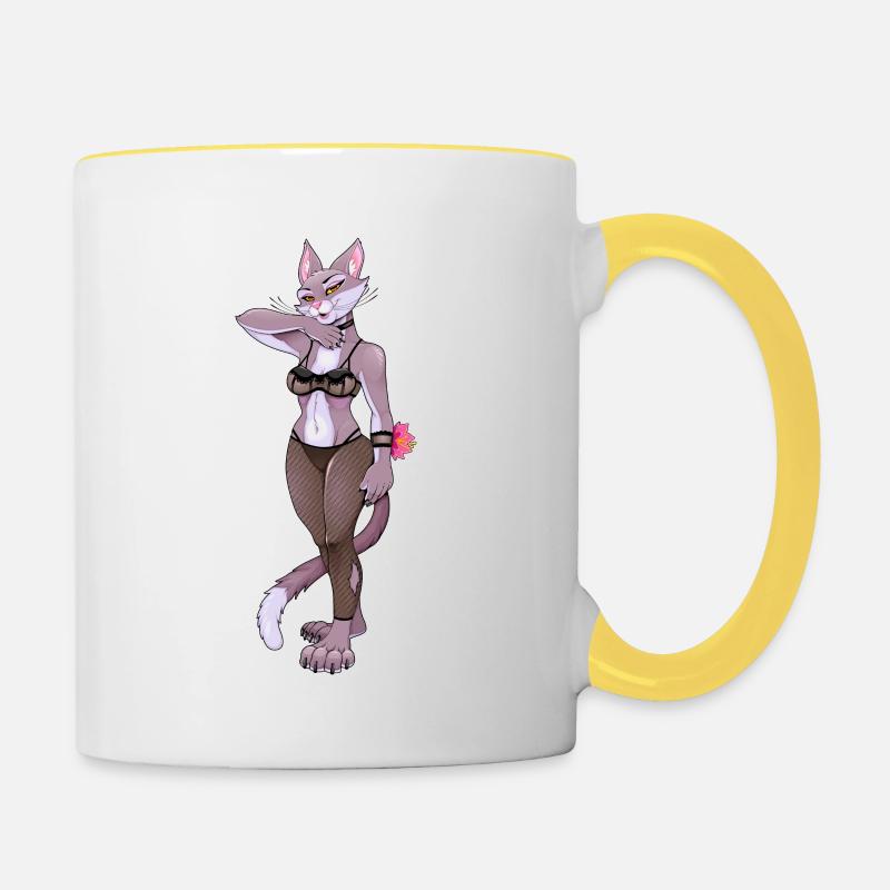 Pelzig - Tasse zweifarbig - Weiß/Gelb