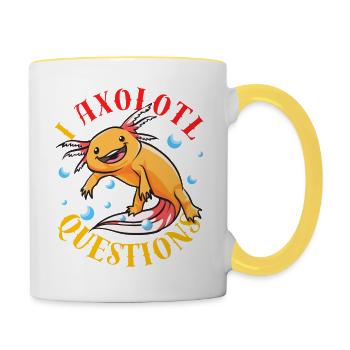I Axolotl Questions Ask A Lot Of Questions Pun - Contrasting Mug - white/yellow - Right