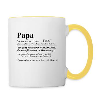 Papa papa papa papa papa papa - Mug contrasté - blanc/jaune - Droite