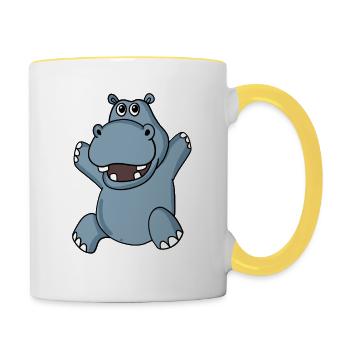 hippopotame - Mug contrasté - blanc/jaune - Droite