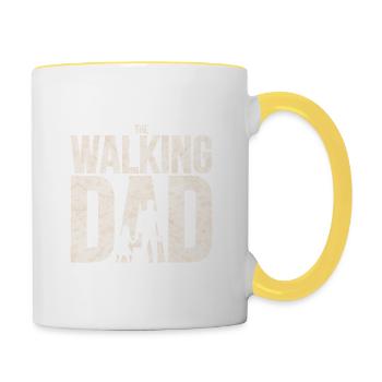 Le père de la famille de la marche papa - Mug contrasté - blanc/jaune - Droite