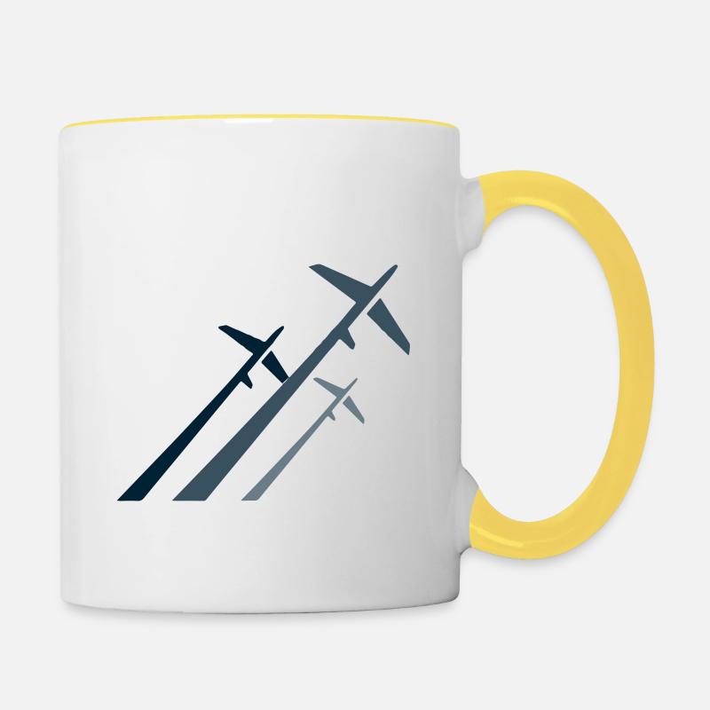 Avions volent cadeau de vol élégant - Mug contrasté - blanc/jaune
