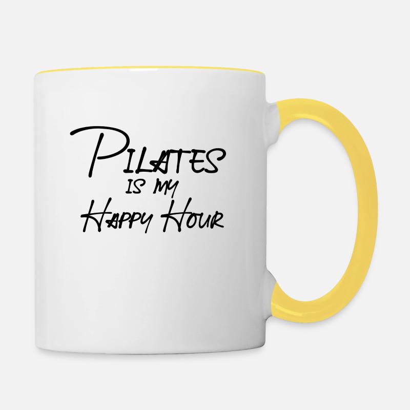 Pilates est mes happy hours - Mug contrasté - blanc/jaune
