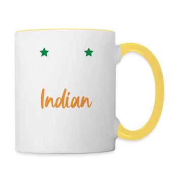 Inde Manger de la nourriture indienne - Mug contrasté - blanc/jaune - Droite