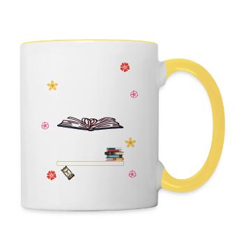 Bücherwurm - Tasse zweifarbig - Weiß/Gelb - Rechts