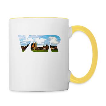 VERDEN, la ville équestre sur le panorama de la ville d'Aller - Mug contrasté - blanc/jaune - Droite