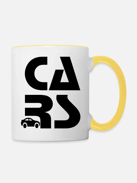 Car Auto - Tasse zweifarbig - Weiß/Gelb