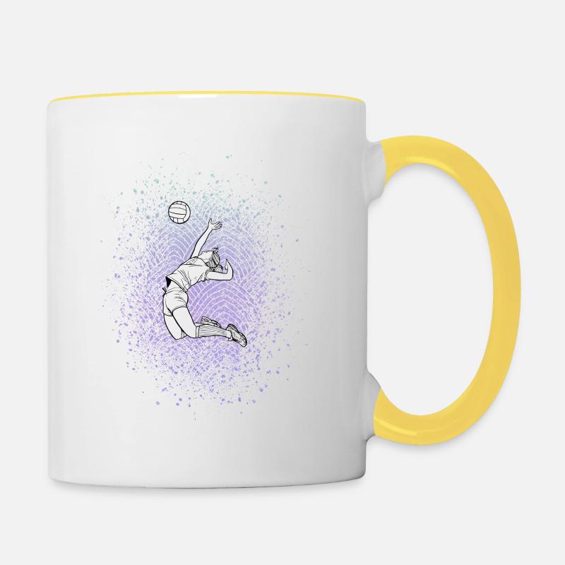 volley- - Mug contrasté - blanc/jaune