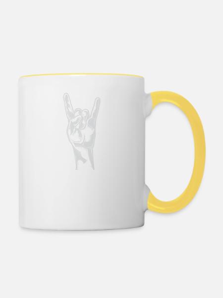 Heavy Metal Musik Stand for Metal Pommesgabel - Tasse zweifarbig - Weiß/Gelb