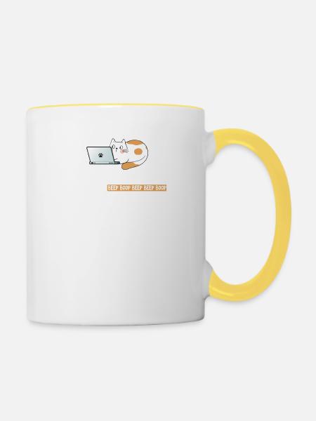 Ich programmierer Katzenprogrammierer - Tasse zweifarbig - Weiß/Gelb