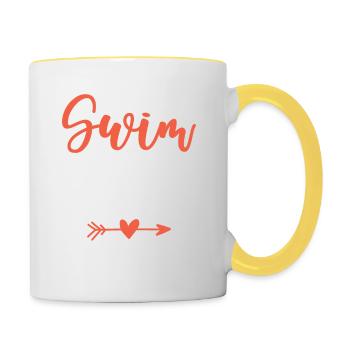 Swimming mom mother - Contrasting Mug - white/yellow - Right