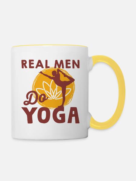 Mann Yoga - Tasse zweifarbig - Weiß/Gelb