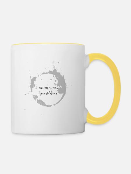 Good Vibes - Tasse zweifarbig - Weiß/Gelb
