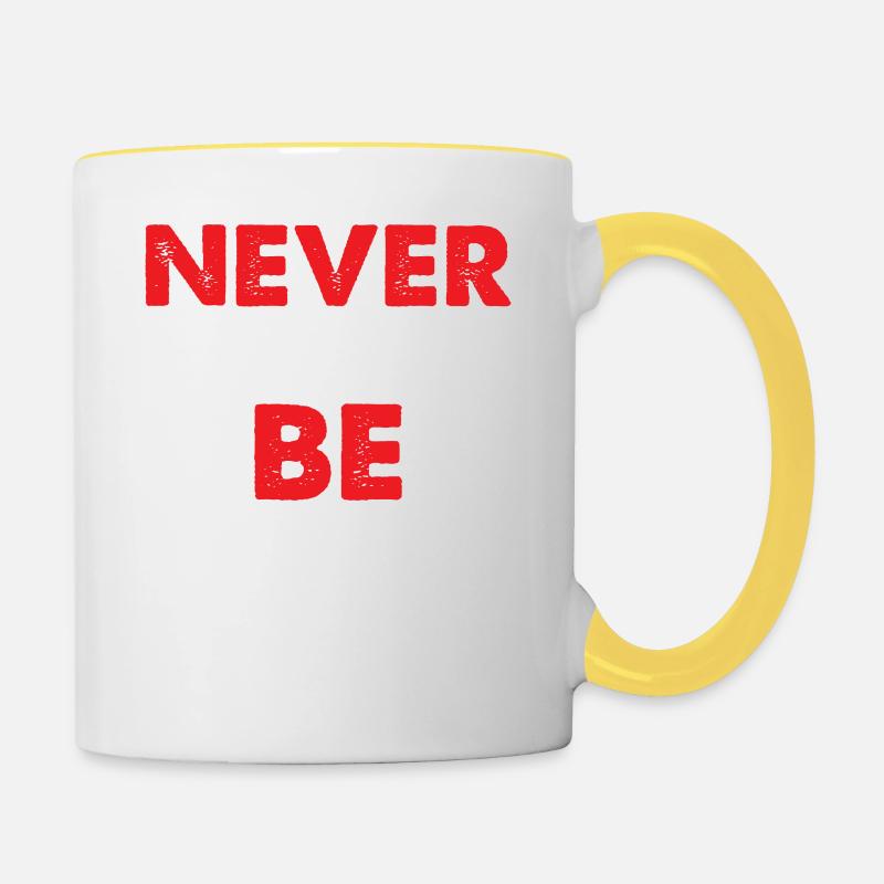 NEVER GIVE UP - Tasse zweifarbig - Weiß/Gelb