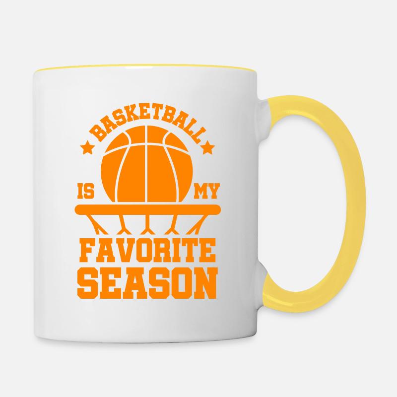 Saison de basketball - Mug contrasté - blanc/jaune