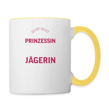 Jägerin Jagd Jagen Prinzessin Geschenk - Tasse zweifarbig - Weiß/Gelb - Rechts
