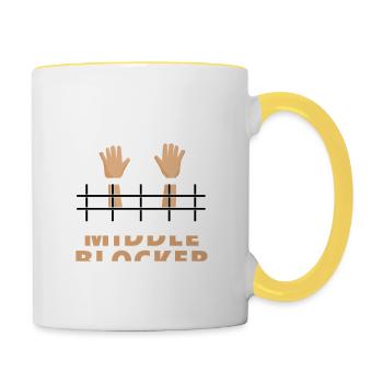Idée cadeau volleyball - Mug contrasté - blanc/jaune - Droite