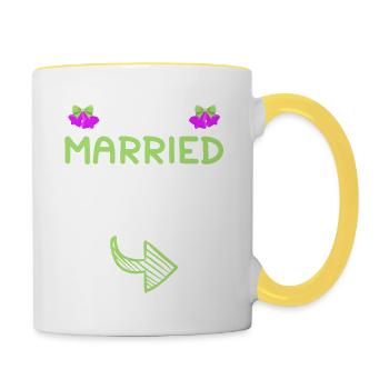 Vient d'épouser son mariage - Mug contrasté - blanc/jaune - Droite