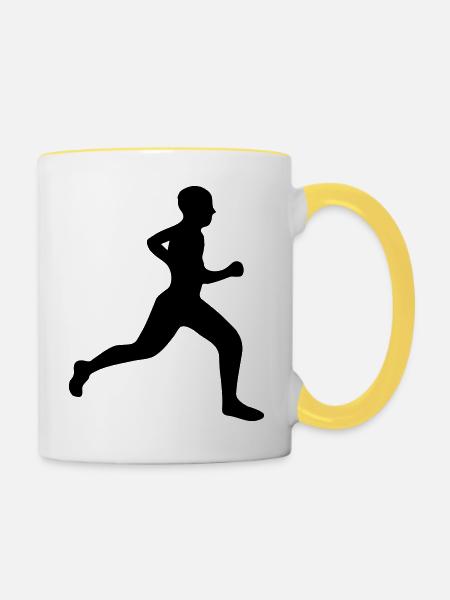 Läufer - Tasse zweifarbig - Weiß/Gelb