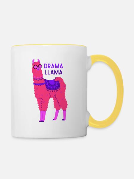 Drama Llama Lama - Tasse zweifarbig - Weiß/Gelb