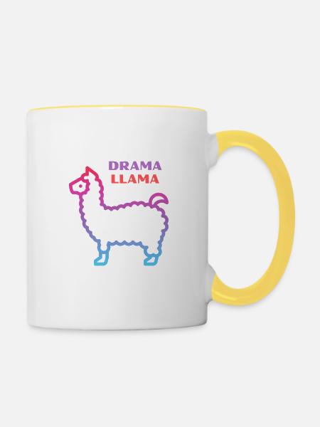 Drama Llama Lama - Tasse zweifarbig - Weiß/Gelb