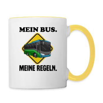 Busfahrer Buslenker Schulbus Beruf Kraftfahrer - Tasse zweifarbig - Weiß/Gelb - Rechts