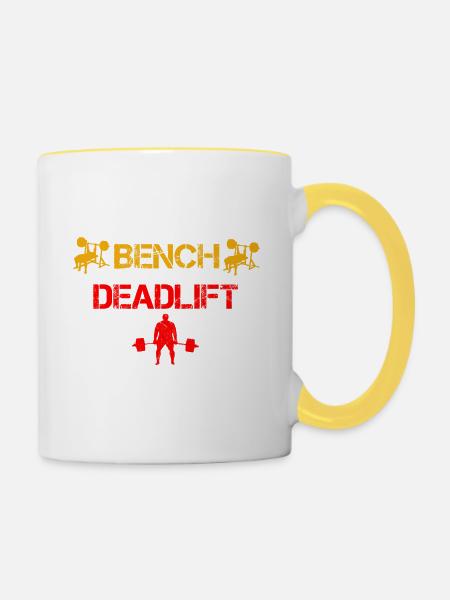 Squat Bench Deadlift 3 - Tasse zweifarbig - Weiß/Gelb