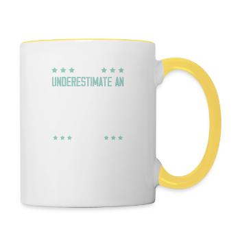 old man skiing - Contrasting Mug - white/yellow - Right