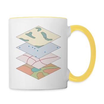 Cartographie - Mug contrasté - blanc/jaune - Droite
