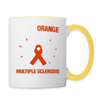 Multiple Sklerose Bewusstsein Ich trage Orange für meine - Tasse zweifarbig - Weiß/Gelb - Rechts