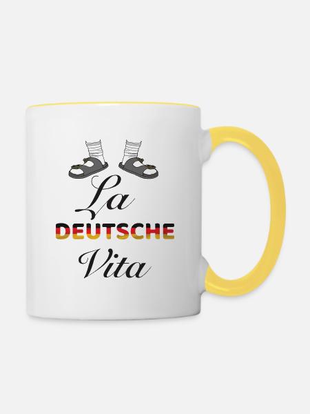 La deutsche Vita - Tasse zweifarbig - Weiß/Gelb