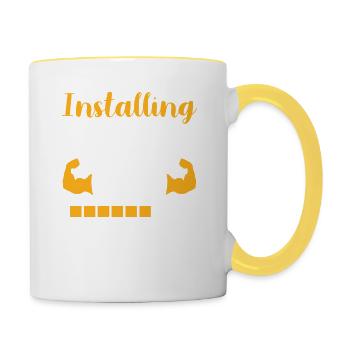 Fitness Muskeln Gym Loading - Tasse zweifarbig - Weiß/Gelb - Rechts