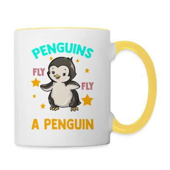 Cute Penguins Can't Fly I Can't Fly I Am A Penguin - Contrasting Mug - white/yellow - Right