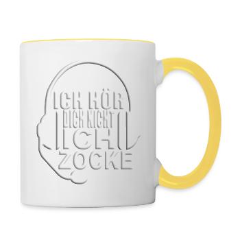 Ich hör dich nicht ich Zocke. Gaming Zocker zocken - Tasse zweifarbig - Weiß/Gelb - Rechts