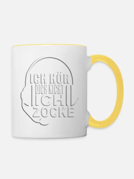 Ich hör dich nicht ich Zocke. Gaming Zocker zocken - Tasse zweifarbig - Weiß/Gelb