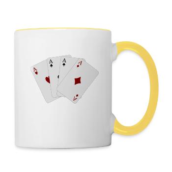 Kartenspiel Skat Poker Ass - Tasse zweifarbig - Weiß/Gelb - Rechts