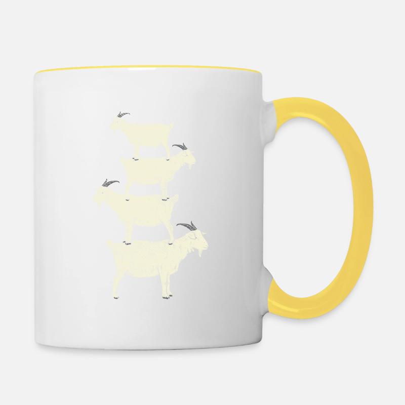Retro Goat - Contrasting Mug - white/yellow