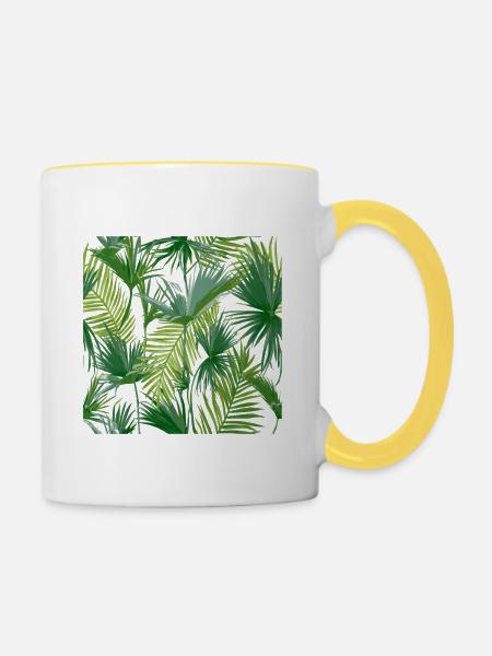 Tropical leaves - Tasse zweifarbig - Weiß/Gelb
